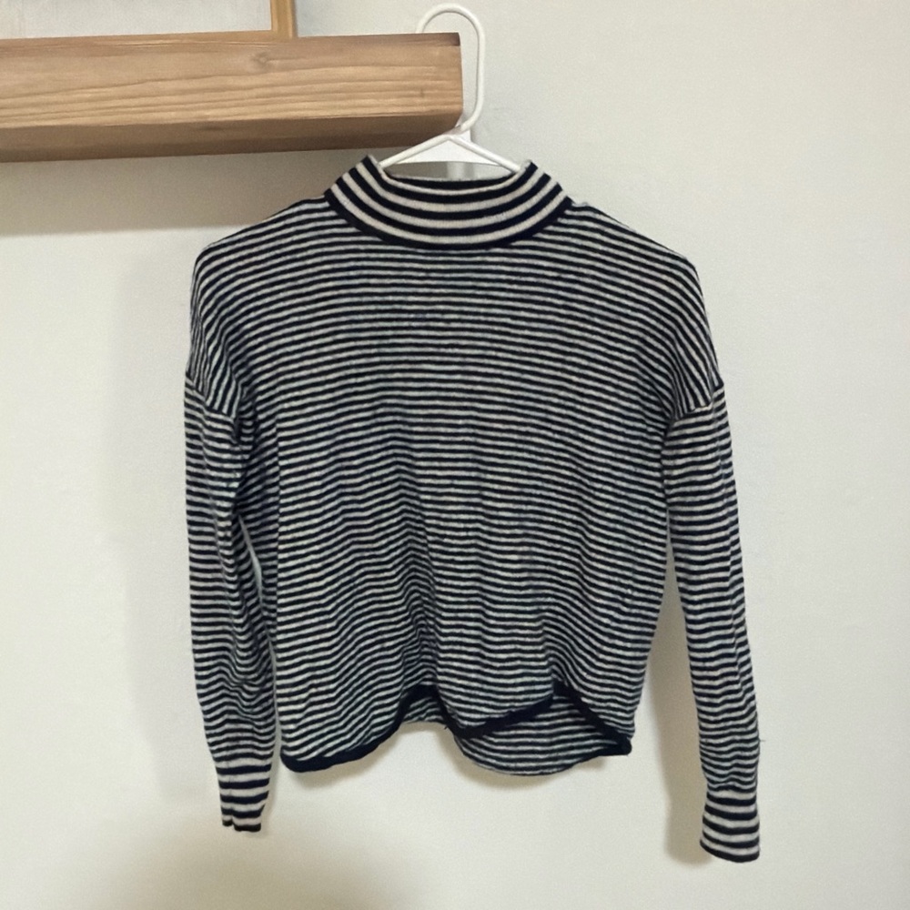 Madewell Navy and White Striped Top